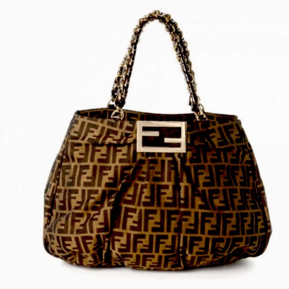 Fendi XL Canvas Zucca Print Mia Shoulder Bag Tobacco - Picture 6 of 13